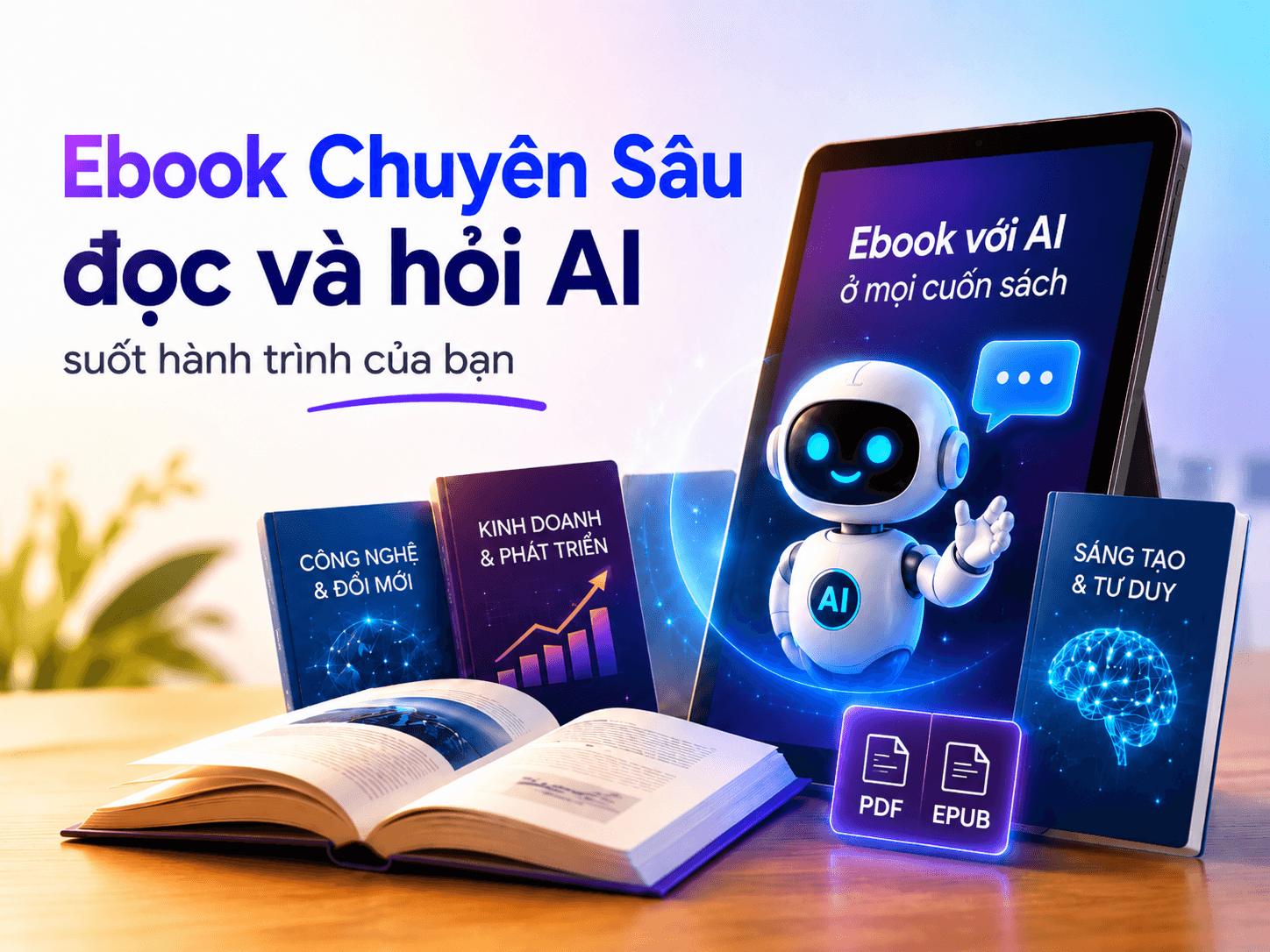 Ebook chuyên sâu - đọc tới đâu, hỏi AI tới đó